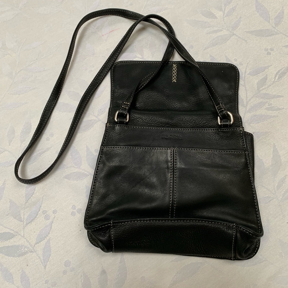 Fossil black leather crossbody - Picture 4 of 8
